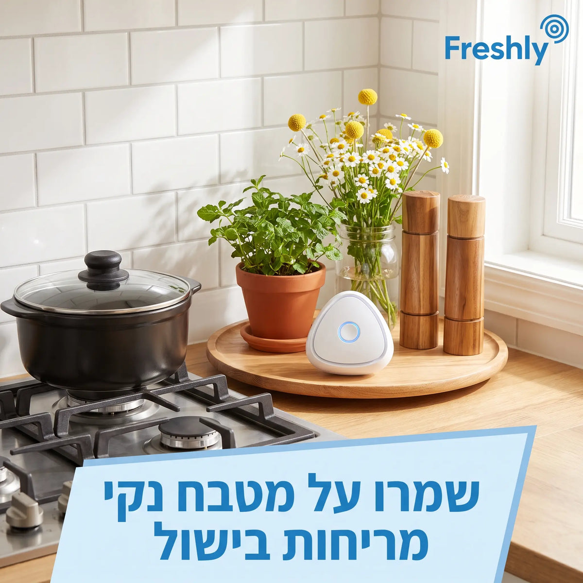 Freshly | המנטרל ריח סיגריות בעלי חיים ומטבח בלחיצה אחת